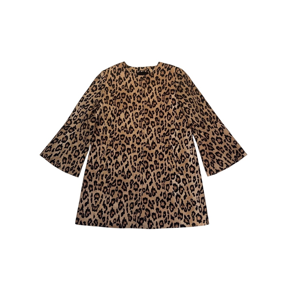 Banana Republic Leopard Print Cotton Linen Bell‎ Sleeve Car Coat Size SP